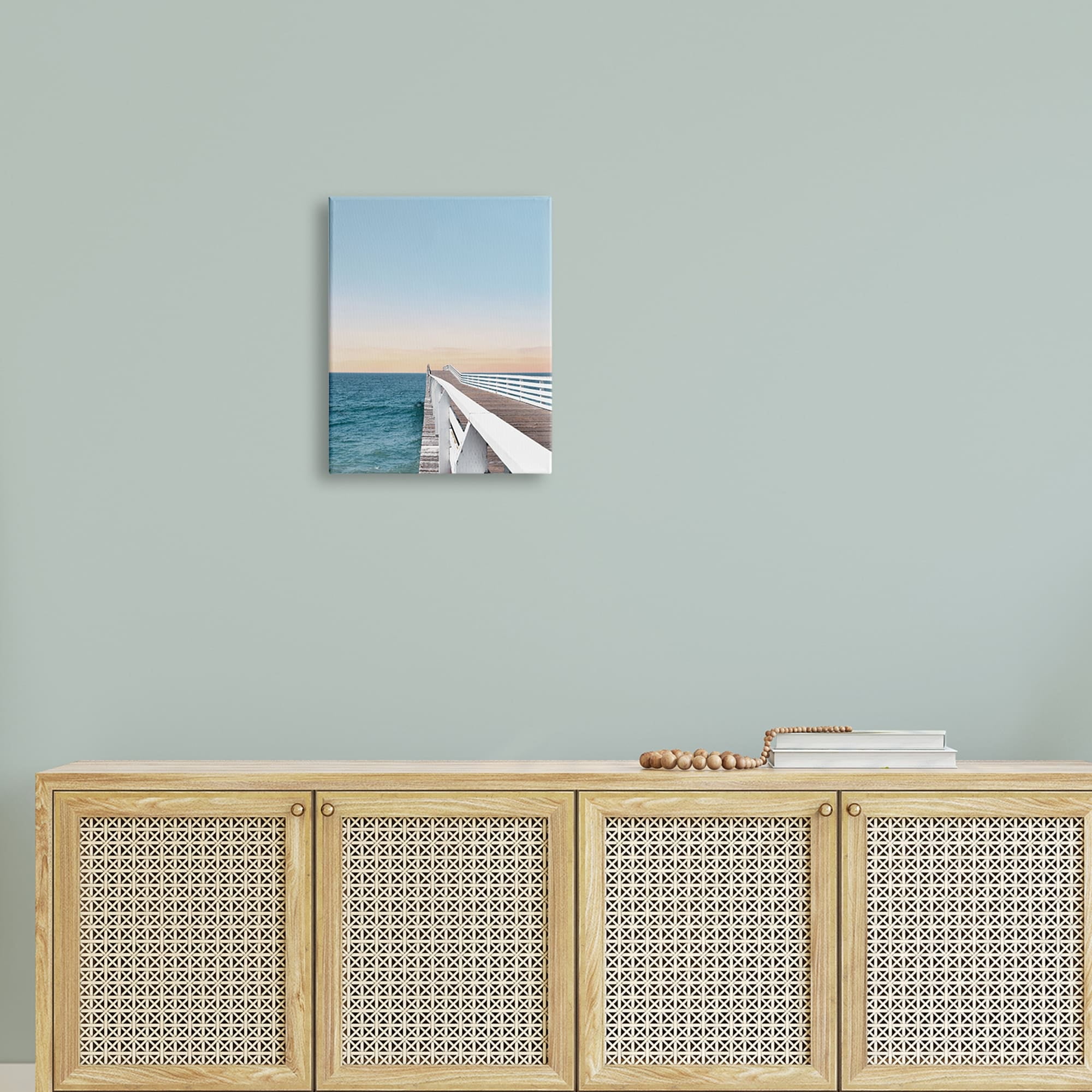 Stupell Industries Beautiful Boardwalk Dock Clear Sky Ocean Breeze Photography Gallery-Wrapped Canvas Print Wall Art, 16x20, by Natalie Carpentieri