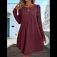 thumbnail image 5 of Vestido de Mujer de Larga, Cuello Redondo, Cintura Alta y Cintura Irregular. Vino Tinto S, 5 of 8