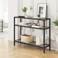 thumbnail image 3 of Alden Design  3-layer Modern Tempered Glass Console Table with Shelves for Living Room, Black, 3 of 8