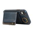 thumbnail image 4 of for iPhone XR PU Leather Case, Card Slots and Zipper Pocket Kickstand, Classic Protective Shockproof Lightweight Ultra Slim lip Case Finger Ring Wrist Strap for iPhone XR, Blue, 4 of 7