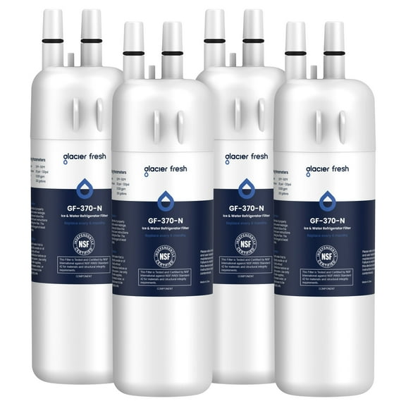 GLACIER FRESH EDR1RXD1 Refrigerator Water Filter Compatible with W10295370A, EDR1RXD1, WHR1RXD1, KAD1RXD1, Filter 1, W10295370, P4RFWB, P8RFWB2L, 46-9930, 46-9081 Refrigerator Water Filter 4 Pack