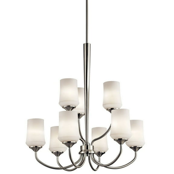 9 Light Large 2-Tier Chandelier With Transitional Inspirations 31.25 Inches Tall By 28.75 Inches Wide-Brushed Nickel Finish-Led Lamping Type Kichler