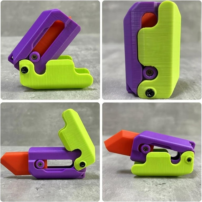 Extendable 3D Printed Gravity Radish Knife Toy With Carrot Design