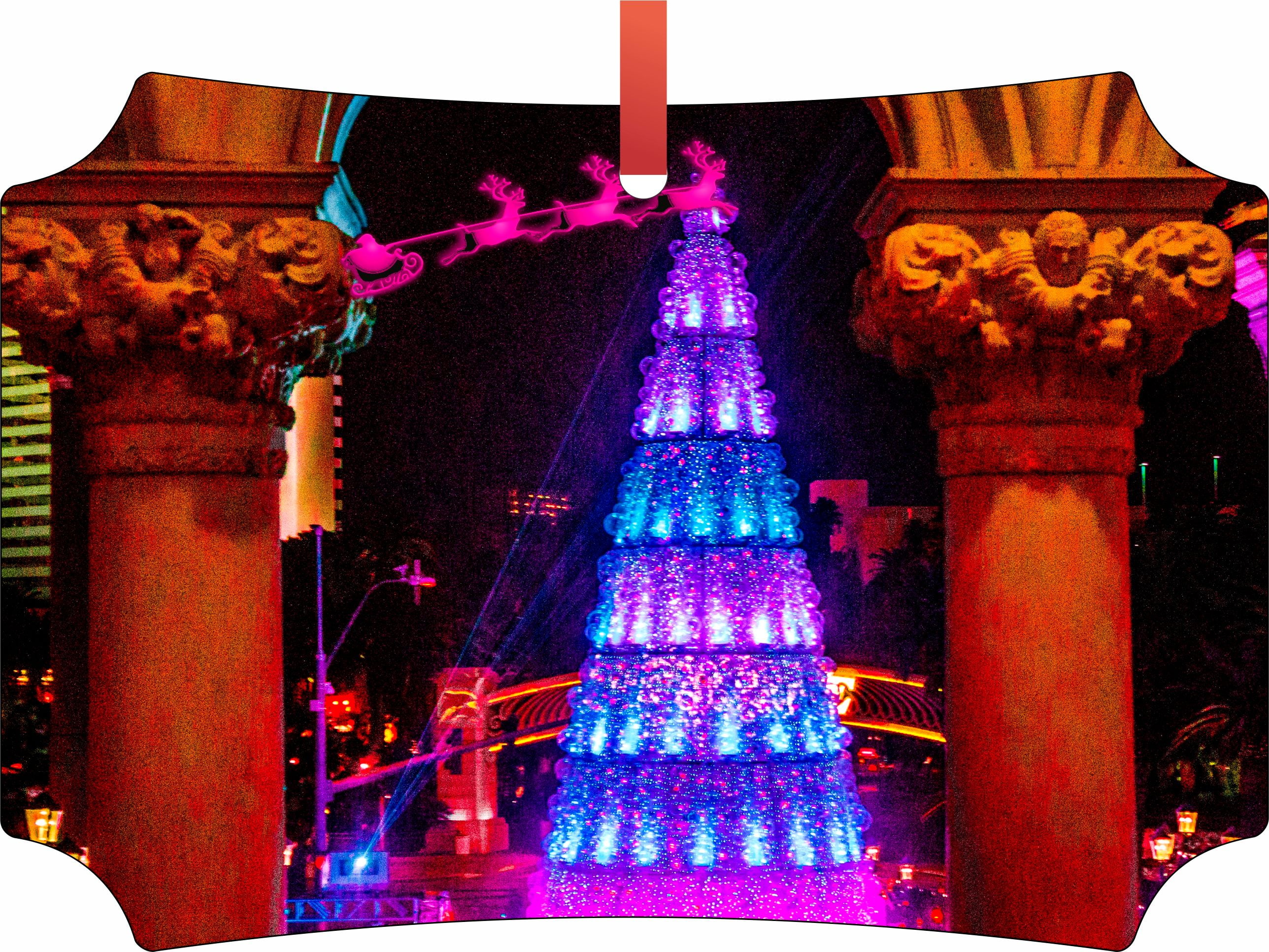 Santa And Sleigh Riding Over The Las Vegas Strip On Christmas Tm Double Sided Flat Berlin Shaped Holiday Tree Ornament Made In The Usa Walmart Com Walmart Com