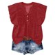 thumbnail image 1 of Tops de Color Sólido para las Mujeres Blusas de Cuello en V Manga Corta Plisada, Botón de Moda Casual, 1 of 7