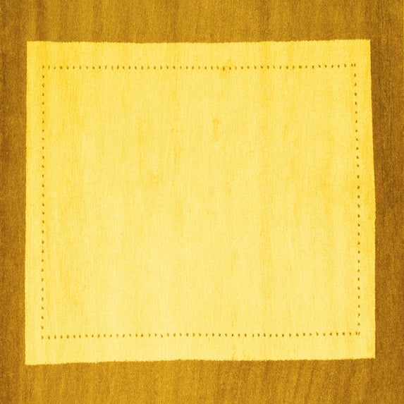 Ahgly Company Indoor Square Solid Yellow Modern Area Rugs, 8' Square