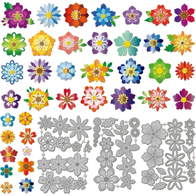 Troqueles de corte de flores superpuestas para scrapbooking DIY, troqueles de corte de hojas metálicas para hacer tarjetas, repujado, álbumes de fotos y decoración artesanal