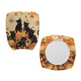 thumbnail image 2 of CHAQLIN Anti-Dust Split Stretchable Seat Cover for Boss Chair, 2 Pieces Rotating Chair Protectors Polyester Fabric Office Computer Chair Covers Black Cat Leaves, 2 of 8