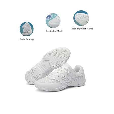 

Ritualay Cheer Shoes for Girls Women Non Slip Kids Cheerleading Shoes Lace Up Dancing Dance Sneakers White 13C