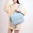 thumbnail image 4 of Women Canvas Checkered Students Bookbags Large Capacity Bookpack Wear-Resistant Travel Daypack Bag for Commute (Blue), 4 of 12