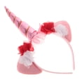 thumbnail image 3 of Tela Cuerno Diadema de Flores Halloween Navidad Disfraz Adultos , Rosa caliente Yinane Unicorn Horn Headband, 3 of 8