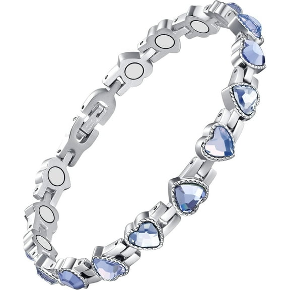 Magnetic Bracelets for Women, Titanium Steel Magnetic Bracelet with Neodymium Magnets & Sparkling Crystals, Jewelry Gifts