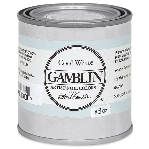 Gamblin Artist Grade Oil Color, 8 oz., Cool White