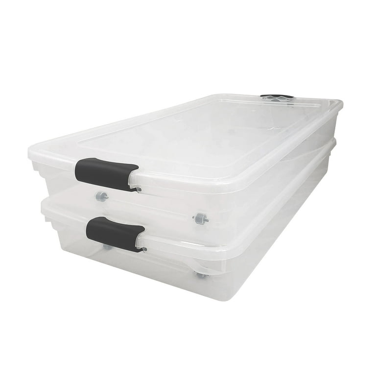 HOMZ 60 qt. Plastic Under Bed Holiday Storage Box with Wheels