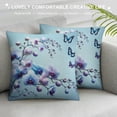 thumbnail image 3 of GOSMITH  Orchid Throw Pillow Covers Flowers Beautiful Butterflies Square Pillow Cases for Decorative Cushion Bed Couch Sofa Blue, 3 of 5