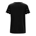 thumbnail image 7 of Women Lace Short Sleeve Shirts Dressy Casual Tops Crew Neck Solid Color Tee Shirt Summer Tops Tunics for Women Womens Clothes, 7 of 7