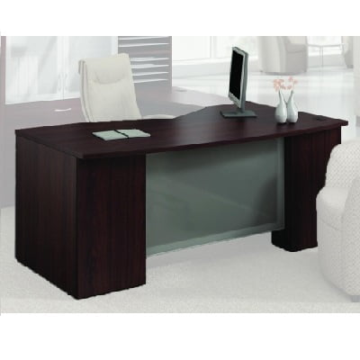 Zira Bow Top Corner Desk With Glazed Modesty Qu Mahogany