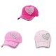 thumbnail image 4 of Guardurnaity Gorra de béisbol con tachuelas y diamantes de imitación en forma de corazón para niños Sombreros Rosa roja, 4 of 5
