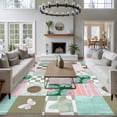 thumbnail image 3 of Rectangle Area Rugs 5 x 8 Ft, Spring Floral Checkered Non-Slip Residential Carpet, Turquoise Pink Buffalo Plaid Indoor Crawling Mats Runner Rugs for Living Room/Dining Room/Bedroom, 3 of 8