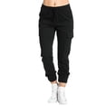 thumbnail image 1 of Innerwin Pantalons Cargo avec Poches Bas pour Femmes Plage Jambe Droite Pantalon Boho Noir P, 1 of 3