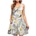 thumbnail image 2 of Casual Summer Dresses for Women Womens Dress Summer Women's Casual Plus-size Sleeveless Round Neck Short Floral Dress Yellow S, 2 of 5