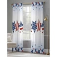 thumbnail image 4 of 4th of July Semi Sheer Window Curtains 96 Inches Long, American Star Blue Ombre Independence Day Rod Pocket Voile Silky Chiffon Curtain Light Filtering Drapes for Living Room, 52"x96", 2 Panels, 4 of 9