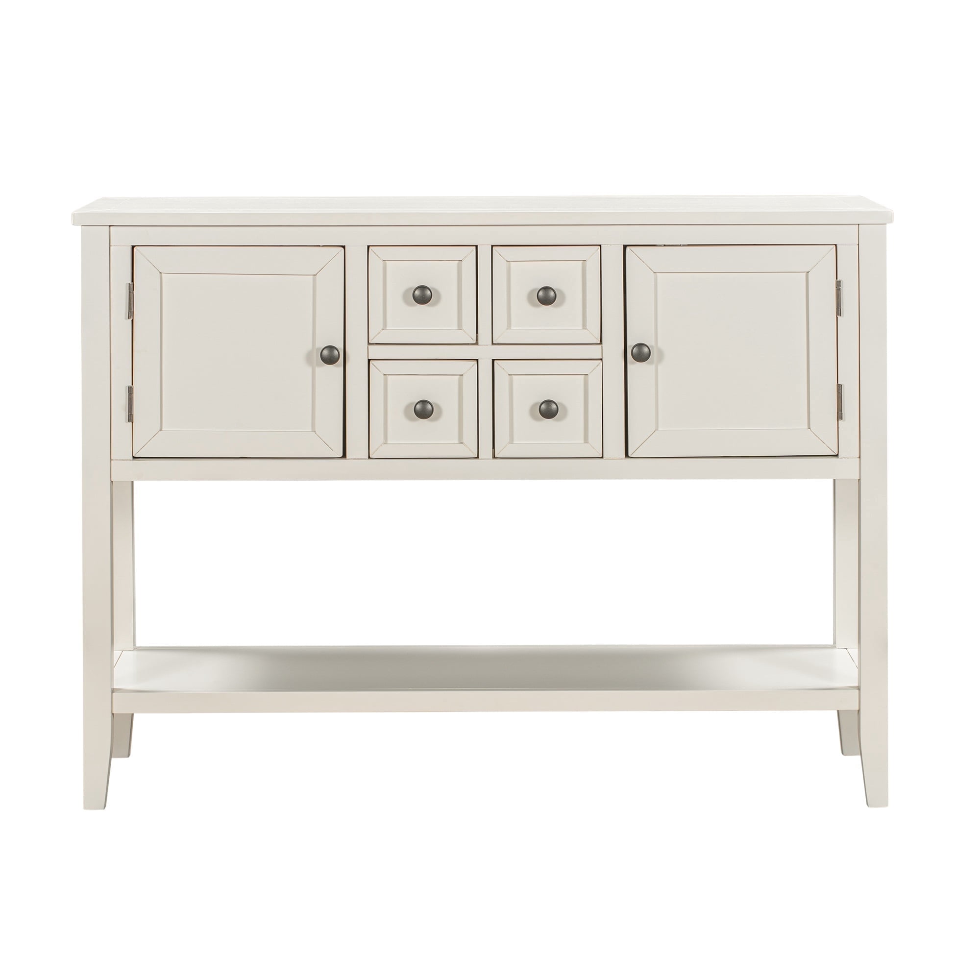 Console Table with 4 Storage Drawers,Storage Vintage Wood Buffet Sideboard Desk with 2 Cabinets and Bottom Shelf, Retro Entryway Table Cupboard for Living Room, Foyer, Hallway