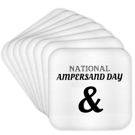 3drose, National Ampersand Day Typography Design, Set of 8 Coasters - Cork