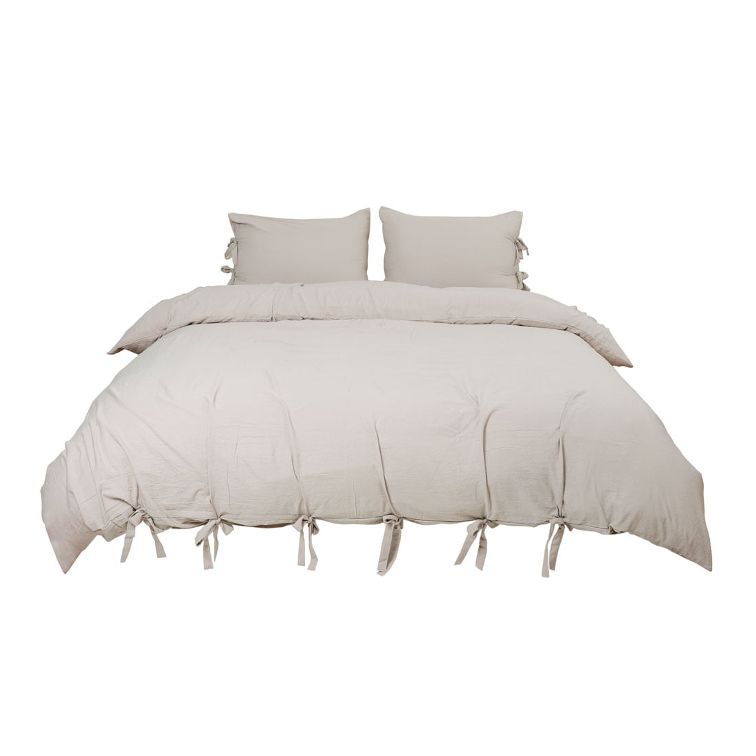 Washed Cotton Bedding Set Comforter Duvet Cover Pillowcase Tan