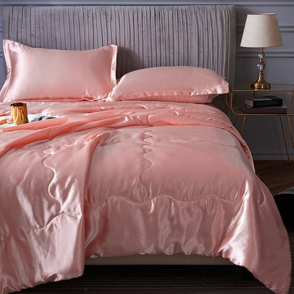 SGCYLOWQ Washed Silk Ice Silk Conditioning Quilt Summer Cool Quilt Double Single Quilt Core Solid Color Summer Thin Quilt