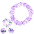 thumbnail image 1 of 1 Set 4pcs Hawaiian Garland Necklace Bracelets Thicken Tropical Beach Party Fancy Accessaries (Purple), 1 of 4
