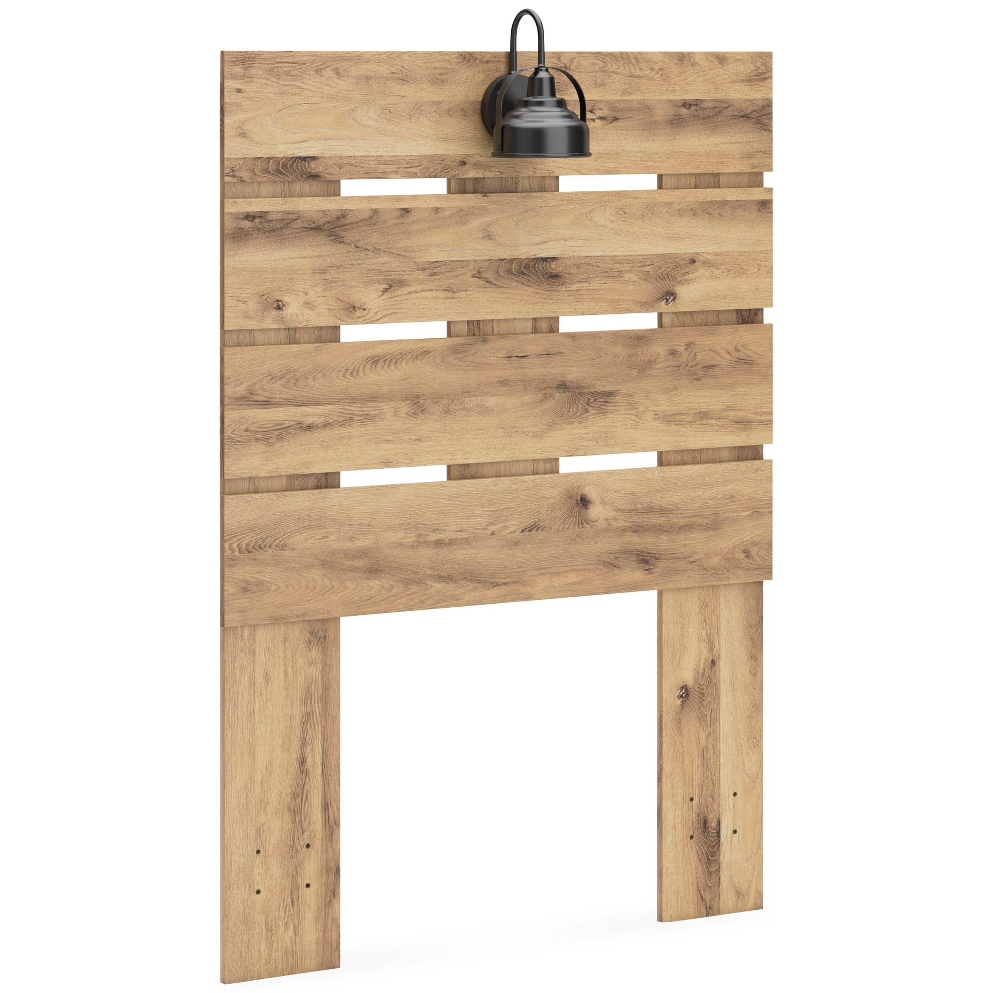 Signature Design by Ashley Larstin Twin Panel Headboard, Tan Brown, Rustic Wood-Look Headboard with Slatted Design