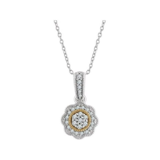 14K White & Yellow 1/6 CTW Diamond Halo-Style 16-18