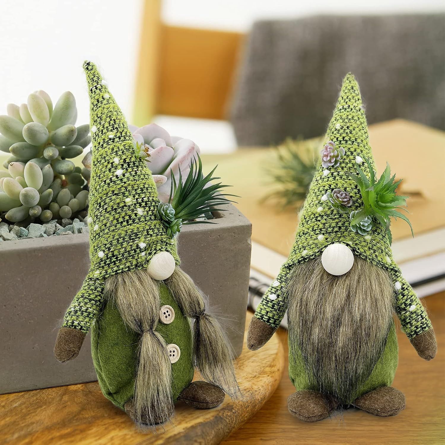 Set of 3 Hocus Pocus Witch Gnomes with Brooms for Rustic Halloween Decor