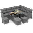 thumbnail image 2 of Costway 7 PCS Patio Dining Furniture Set PE Rattan Sectional Sofa Set with Soft Cushions Gray, 2 of 10