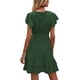 thumbnail image 5 of Women's Summer Boho Short Dress Polka Dot Print V Neck Short Sleeve Ruffle Beach Short Dress L, 5 of 5