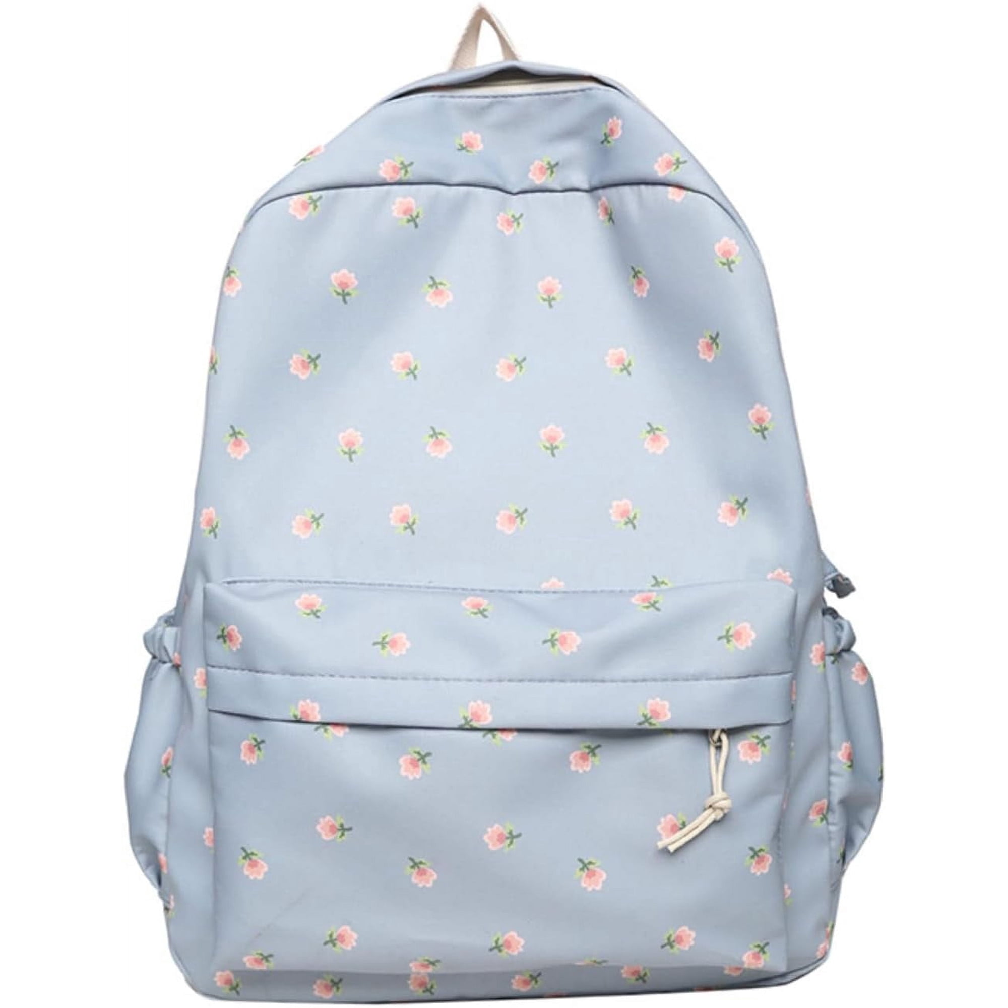 Floral Print Backpack with Pendant Preppy Backpack Cottagecore Bag Coquette Aesthetic-sky