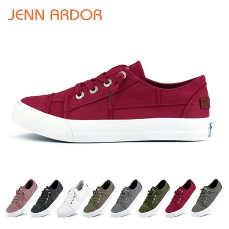 JENN ARDOR Women s Canvas Shoes Classic Splicing Slip on Casual Driving Loafers Lace up Platform Footwear Casual Sneakers Low top Indoor Outdoor Walking Flats
