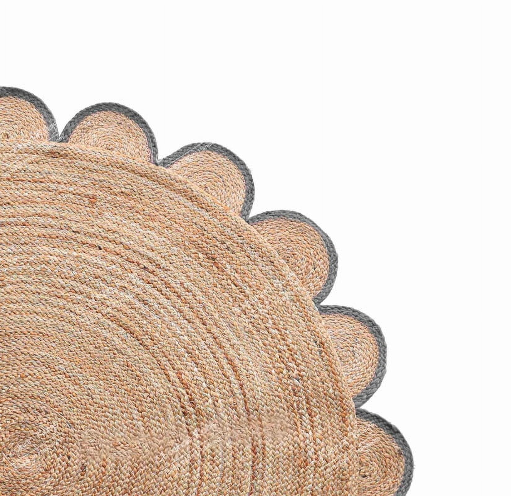 4x4, 5x5, 6x6,feet Natural Jute Scallop Round Rug, Floor Scalloped Edge Rug Braided Boho Eco Large Circular Handmade Area Rugs