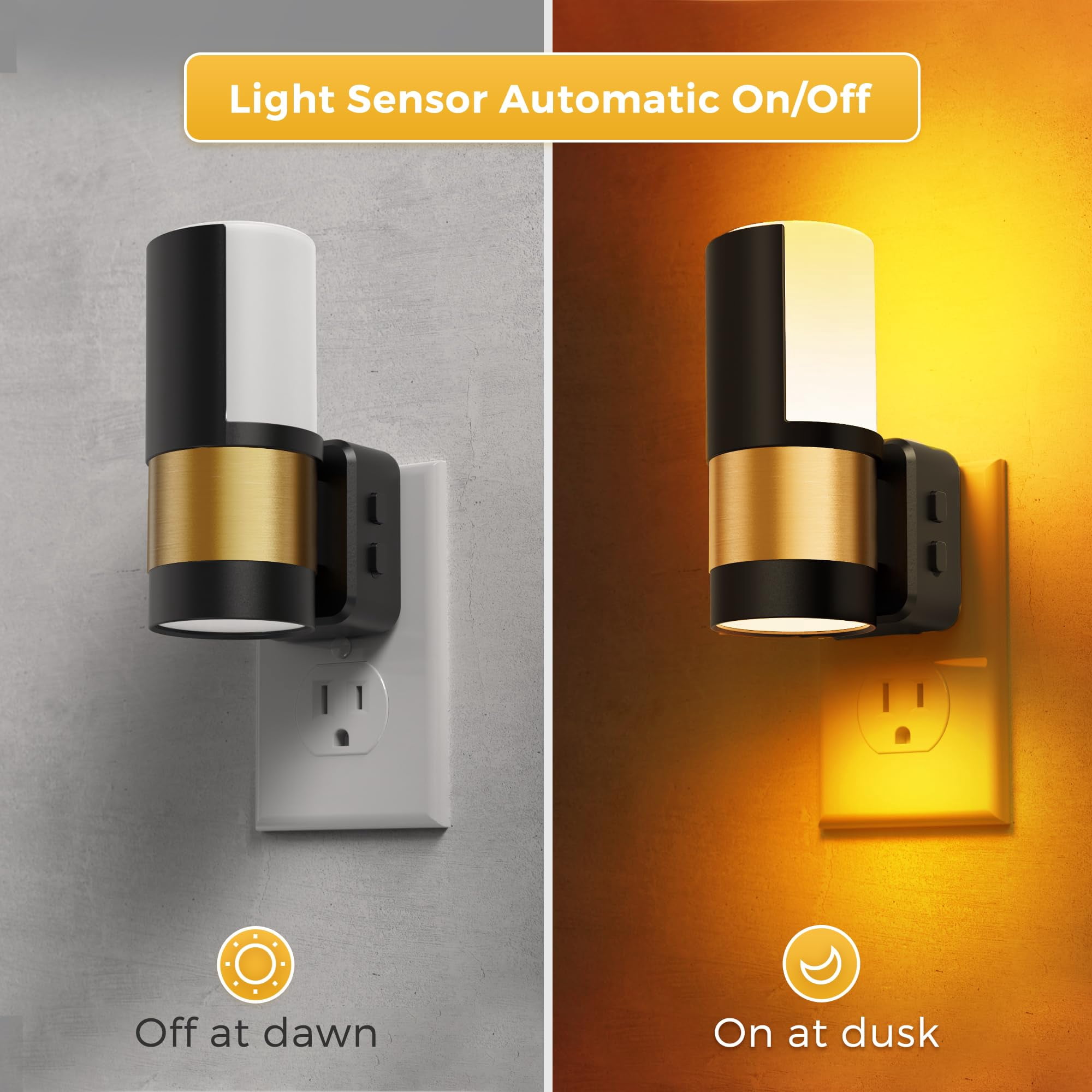 Night Lights Plug Into Wall  In Light Soft White/cool White/amber Dimmable Backlit Nightlight With Sensor 180° Rotatable Nightlights For Hallway 1pack