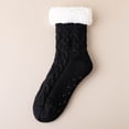 thumbnail image 2 of Fabrcox Womens Fuzzy House Slipper Socks, Thick Plush Brushed Edge, Non Skid Grips Fluffy Winter Indoor Socks, Warm Loungewear Socks for Sleeping at Home (Black), 2 of 4