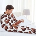 thumbnail image 4 of Mens Pajamas Set, Chocolate Print Brown White Button Down Long Sleeve Loungewear Sleepwear Pjs sets for Men, 4 of 5