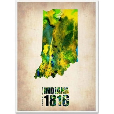Trademark Fine Art "Indiana Watercolor Map" Canvas Art by Naxart