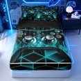 thumbnail image 2 of Erosebridal Neon Cyan Gamepad Zipper Twin Comforter Sets with Fitted Sheet and 2 Pillowcases for Boys Men, Square Game Controller Zipper Bedding Set, Black Reversible, 4 Pieces, 2 of 7