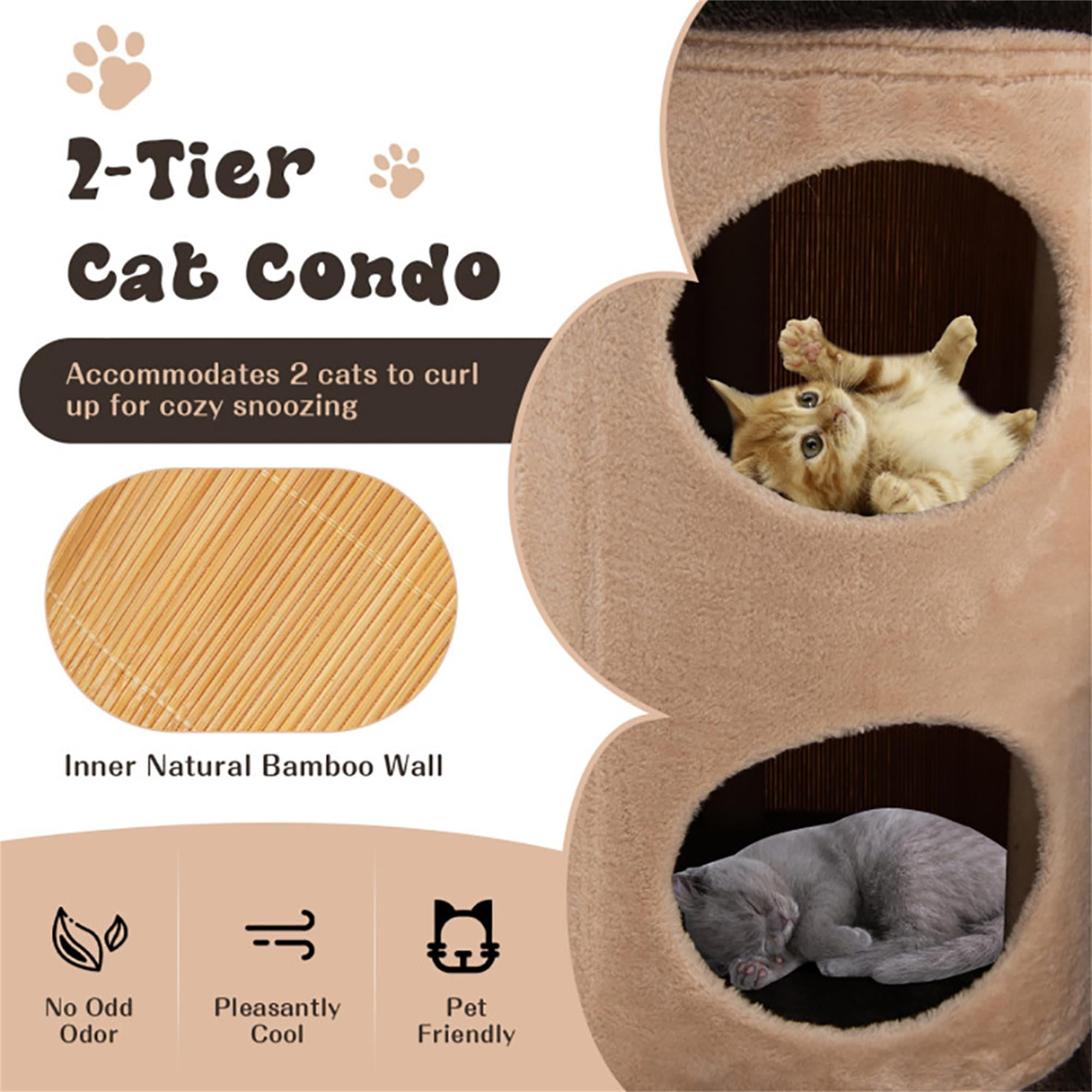 Kadyn 40" Cat Tree for Indoor Cats, Plush Cat Tower with 2-Tier Cat-Hole Condo, Perch and Sisal for Kittens, Brown