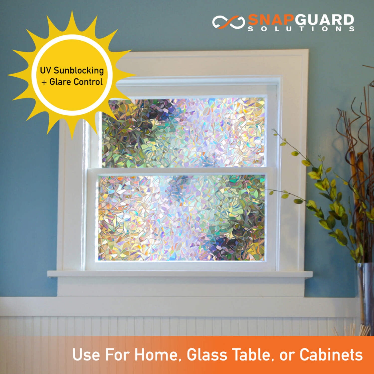 Snapguard Solutions Privacy Stained Glass - Rainbow Window Film (Static Cling, Non-Adhesive)