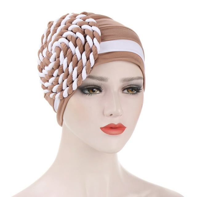 KIHOUT Bonnets Femmes Chapeau Inde Patchwork Tressé Musulman à Volants Chapeau Chimio Bonnet Enveloppant