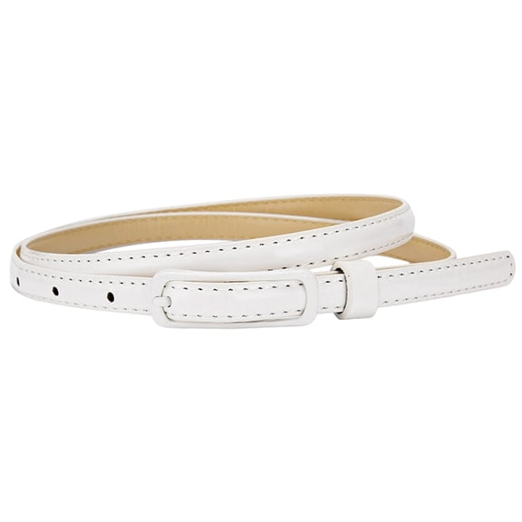 AJGRHE Thin Belts for Women Leather Belts with Metal Buckle for Dresses Pants Jeans White One Size