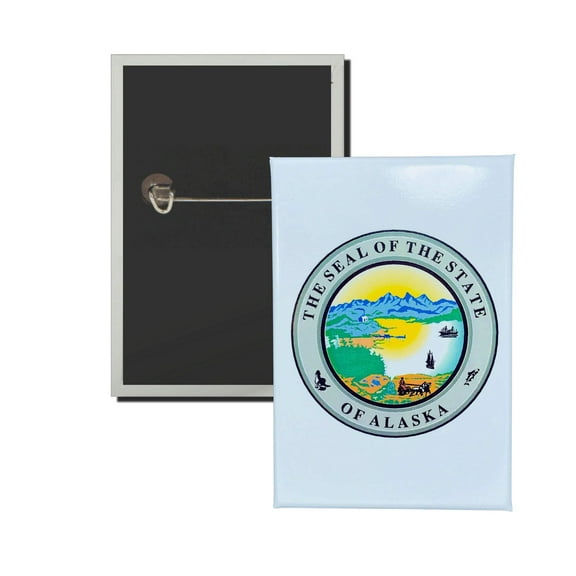 Vertical Button - State Seal Alaska - USA | Wearable Lapel Pin, Travel Souvenir, Collectible Display Piece