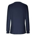 thumbnail image 4 of WREESH Womens Fashion T-Shirts V Neck Solid Color Pullover Regular Fit Button Henley Long Sleeve Tops Button Casual T-Shirt Top Blouse Navy, 4 of 6